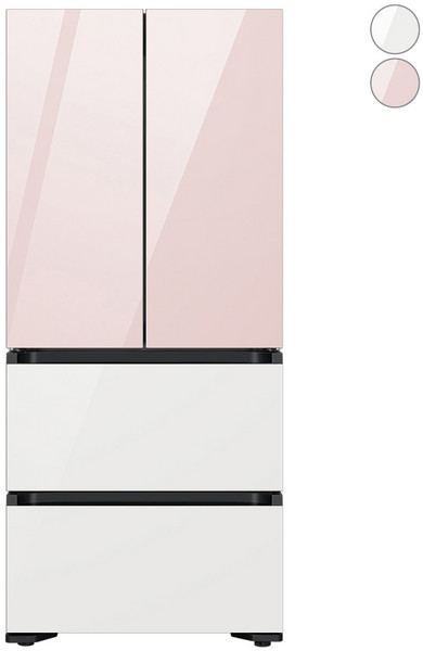[10% 환급가전] [색상조합형] 삼성전자 비스포크 583L 스탠드형 4도어 김치냉장고 AI 김치플러스 방문설치, 글램핑크 + 글램화이트, RQ58DB94U1AP