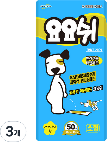 요요쉬 반려견용 배변패드 스카이 아카시아향 50매입, 50개입, 3개