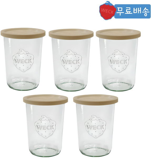 [WECK] 850ml (No743) 유리병+PE뚜껑 5개, PE베이지