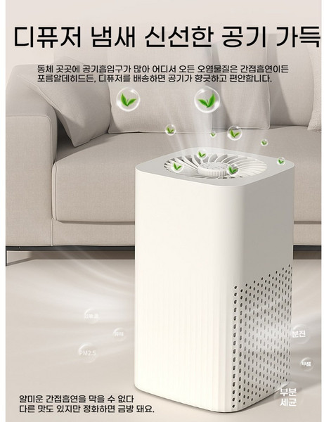 ANYOU 공기청정기 포름알데히드 제거 가정용 탁상용 소형 실내흡연 고양이털 음이온 탈취기, 쌀 화이트