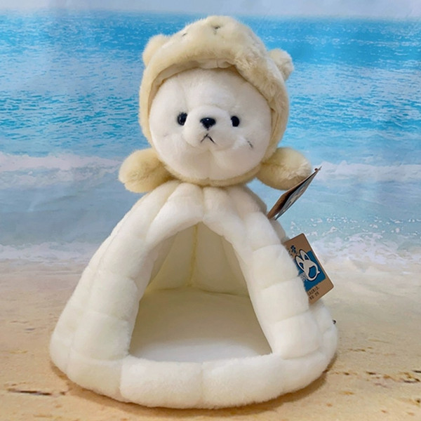 하프물범인형 생일 물개 안고자는 바다 쿠션 미니, 해표 아기 + 눈굴 (지름 30cm)