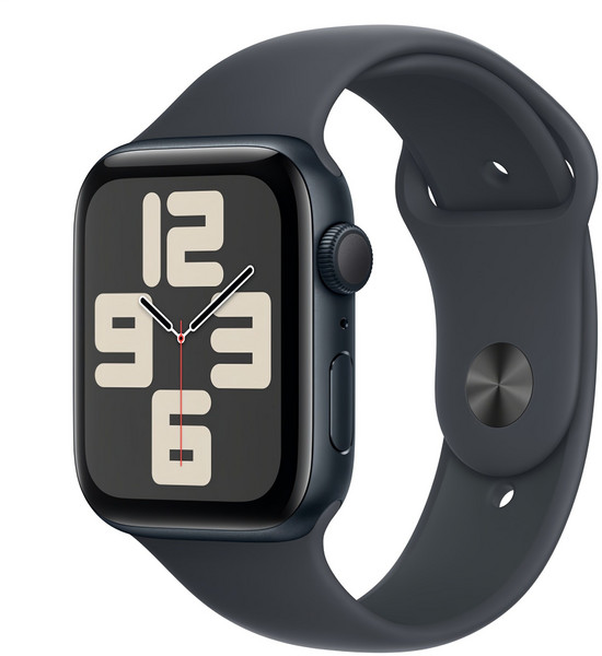 Apple 정품 2024 애플워치 SE 2세대 알루미늄 케이스, 44mm, GPS, 미드나이트 / 미드나이트 스포츠 밴드, S/M