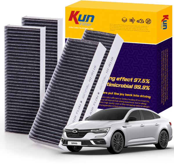 1+1 KUN 활성탄 에어컨필터 르노 SM6, 2개, SM6 (27277-2519R) 2P_KN-R118