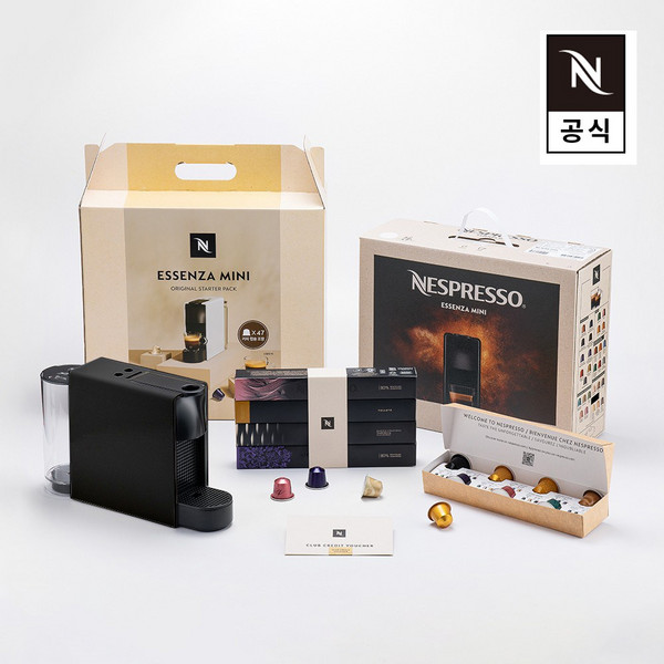 [47캡슐+2만원바우처]오리지널 스타터 팩 에센자미니 C30 에스프레소 캡슐커피머신 블랙, 단품, 단품