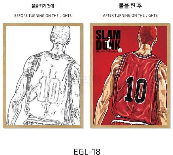 슬램덩크 3d 입체 캐릭터 액자 인테리어 소품 선발5인 강백호 멀리텍, Q, 고급형 플러그인;24x32.7cm, 1개