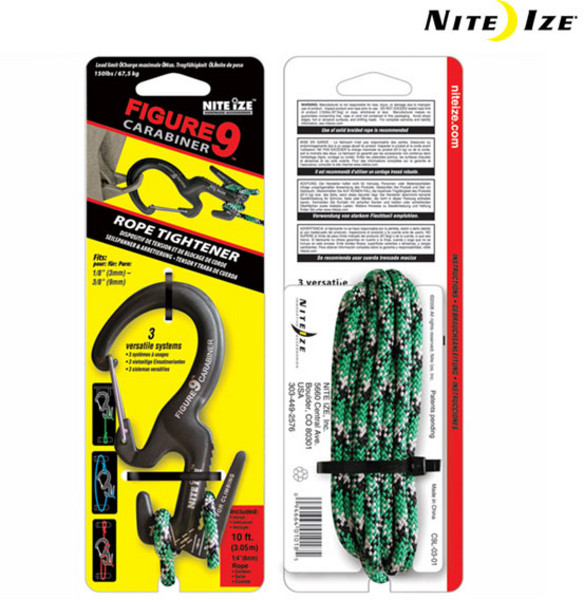 [나잇아이즈] NITEIZE 피겨 9 카라비너 Large W/Rope, 단품, 1개