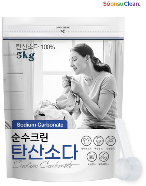 순수크린 워싱소다 탄산소다 5kg 초강력 세탁보조제 대용량 탈취 세탁세제 세탁소용 전문가용, 1개, 5L