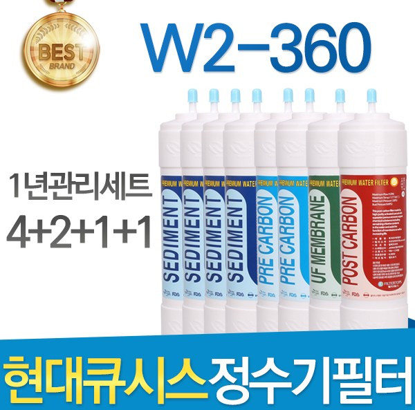 현대큐시스 W2-360 고품질 정수기 필터 호환 1년관리세트, 선택02_14인치 양방향 1년관리세트(4+2+1+1=8개), 1개