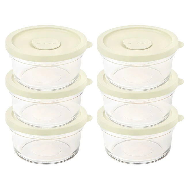 글라스락 렌지쿡 촉촉한 햇밥용기 원형 350ml, 코코넛밀크, 6개