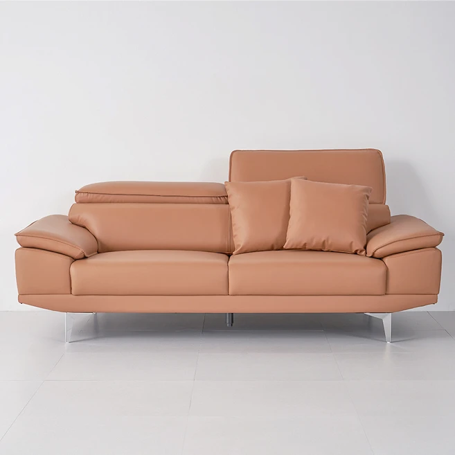 도모 로안 무빙헤드 천연 소가죽 3인용 소파 + 쿠션 2p 방문설치, 카멜