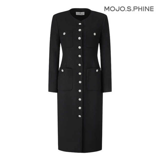 [모조에스핀] 싱글버튼 포인트의 캐시미어 혼방코트 BK_S234MSG406