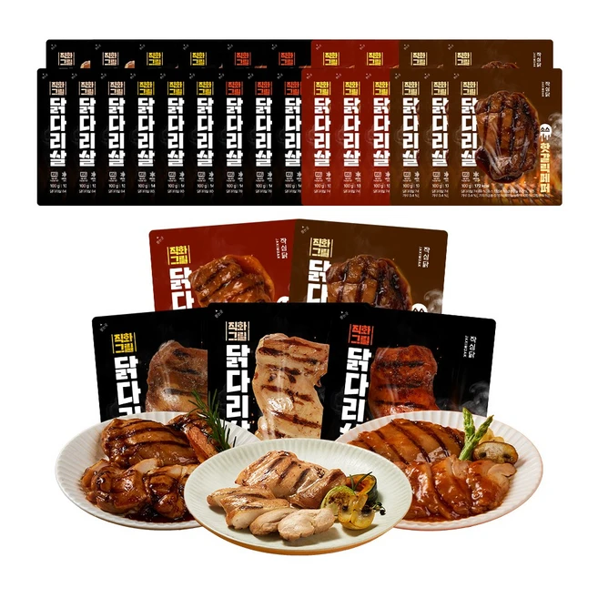 작심닭 직화그릴 닭다리살 5종 혼합구성, 100g, 30개