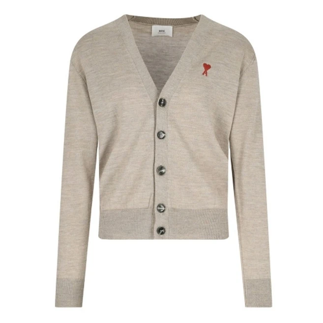 AMI 24SS 스몰 하트로고 브이넥 가디건 HKC111 KN0025 271
