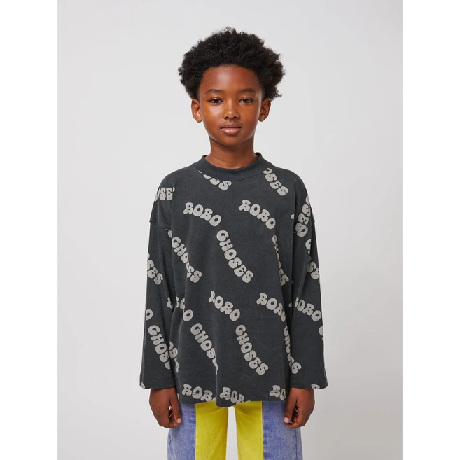 보보쇼즈 25SS 아동 긴팔 티셔츠 Wavy Bobo Choses all over T-shirt B125AC002