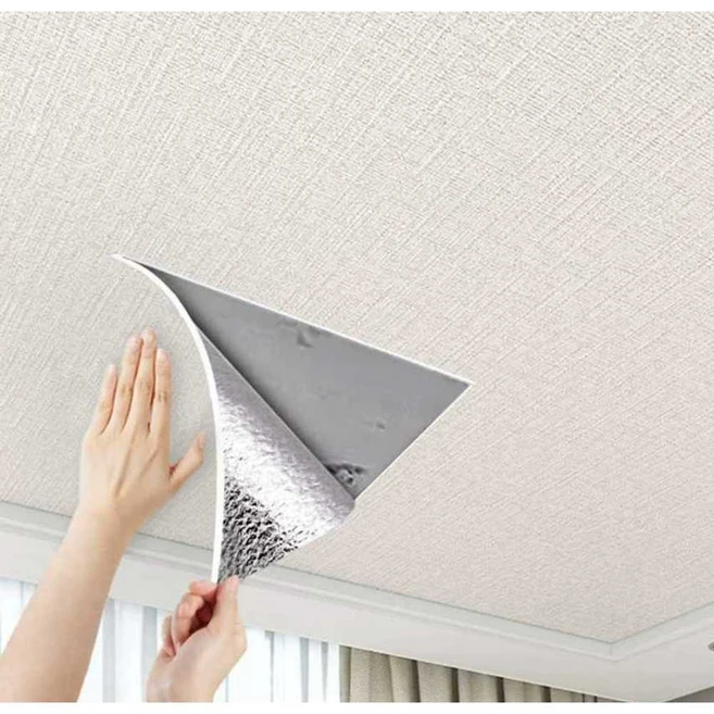 화장실 천장 벽지 화장실 천정재 방수 시트지 격자형, 알루미늄도금필름흰색(폭75cmx길이2.8m)