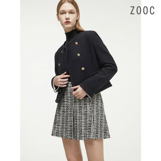 ZOOC 노카라 아웃포켓 크롭 자켓 DN V234MSF935