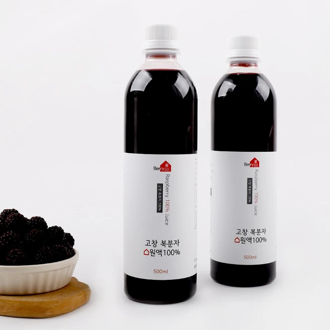 설탕없는 고창 복분자 착즙원액 100%, 500ml, 2병