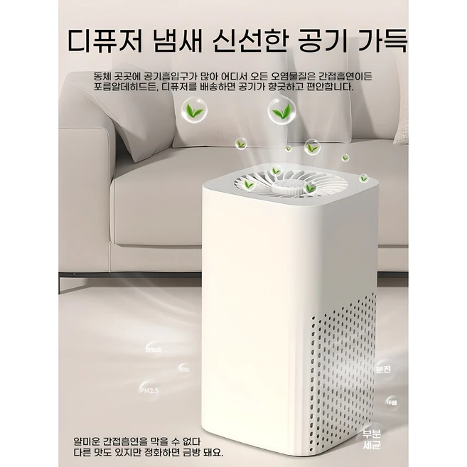 ANYOU 공기청정기 포름알데히드 제거 HEPA 필터 음이온 탈취 360° 공기 순환 USB 5V 쌀 화이트 (AP-1980)