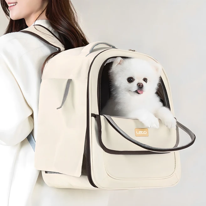 레토 강아지 이동가방 백팩 LDD-B03, 베이지, 1개