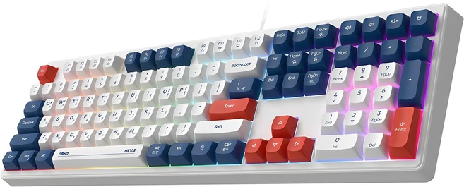 앱코 저소음 멤브레인 키보드 유선 일반형, 블루, MK108, 키캡