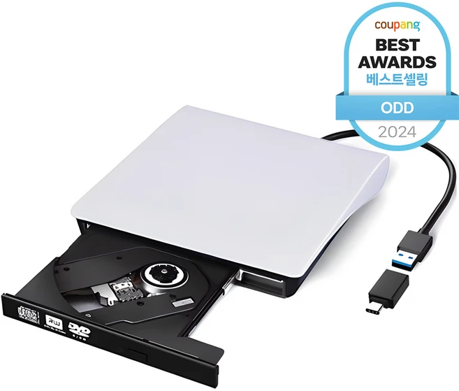 림스테일 USB 3.0 CD / DVD RW 멀티 외장형 ODD + C타입 젠더 세트, LM-19(WH), 1개