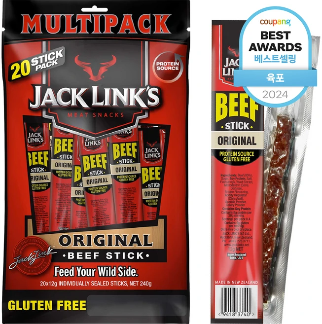 잭링크스 비프 스틱 오리지널 육포, 240g, 1개