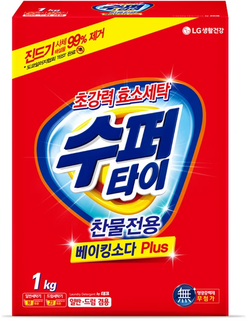 수퍼타이 뉴 찬물전용 베이킹소다 플러스 분말세제 본품, 1kg, 1개