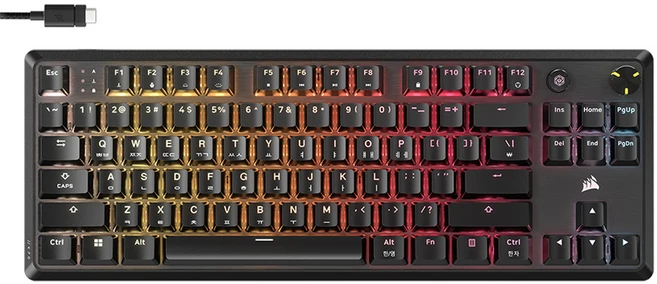 커세어 K70 RGB CORE TKL 텐키리스 게이밍 기계식 키보드, 적축, 조용한 타이핑, 블랙