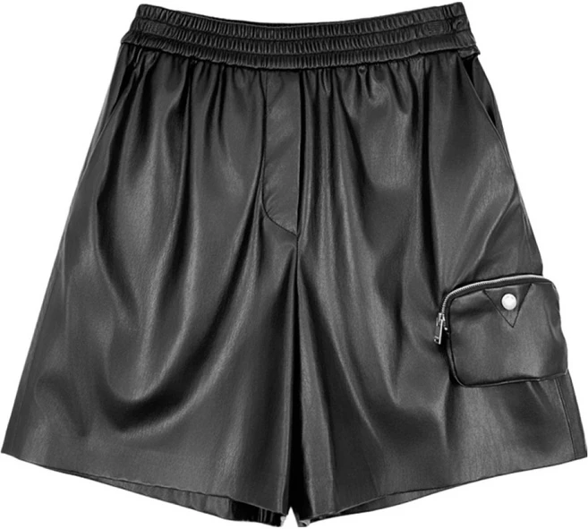 주크 여성용 페이크레더 포켓 반바지