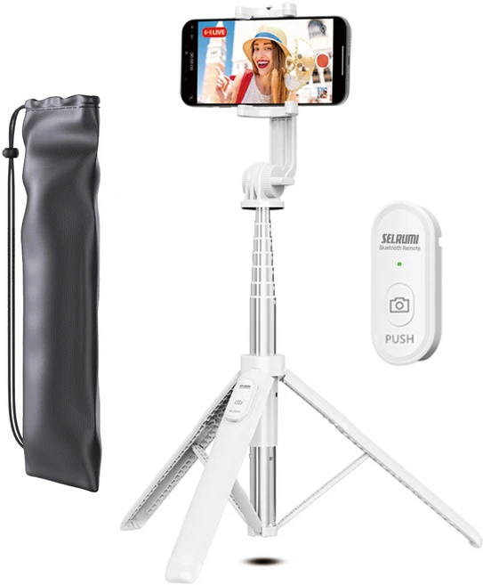 셀루미 155cm 롱레인지 무선 블루투스 올인원 삼각대 셀카봉, SEL-GT1550M (화이트), 1개