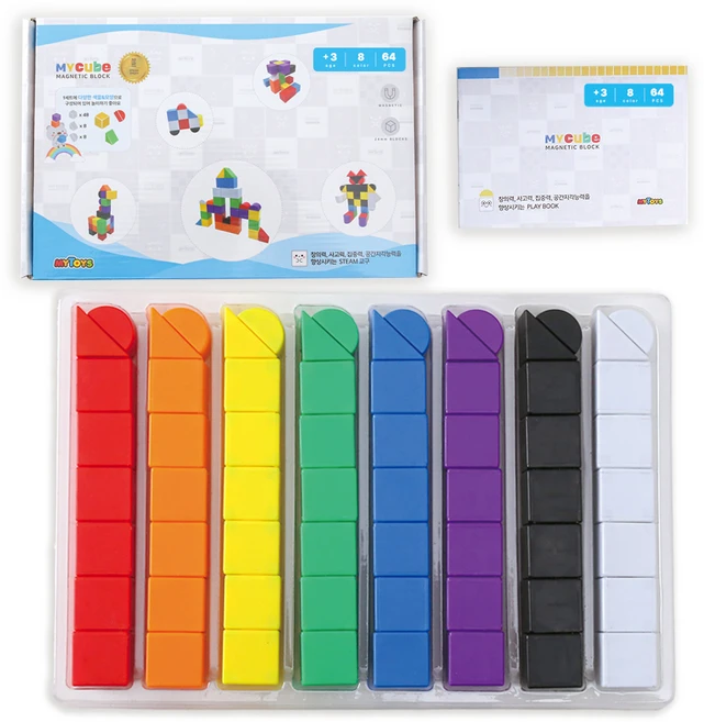 MYTOYS 마이큐브 자석블럭 2.4cm 64p, 1개, 혼합색상