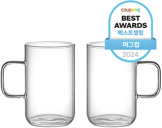 어뮤즈키친 내열유리 머그컵 500ml, 2개