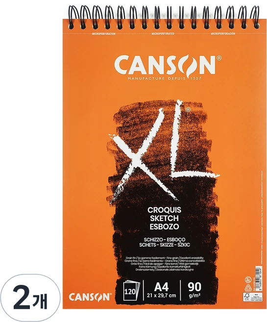 캔손 XL 스프링 스케치북, A4, 120매, 2개