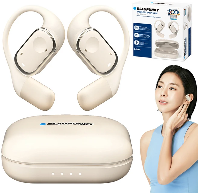 블라우풍트 AAC ENC 노이즈 캔슬링 오픈 귀걸이형 HI-FI 5.4 블루투스 이어폰, BLP-OE383I, 아이보리