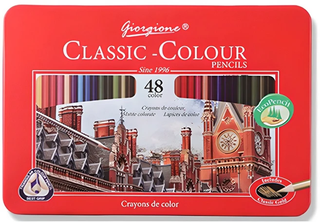 조르조네 클래식 삼각 그립 유성 색연필, 48색, 1세트