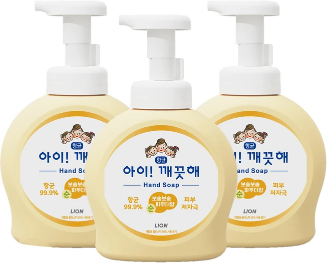 아이깨끗해 항균 폼 핸드솝 순 보송보송 파우더향, 490ml, 3개