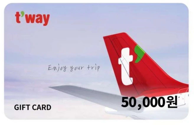 [실시간e쿠폰] [티웨이항공] 모바일 금액권 5만원권