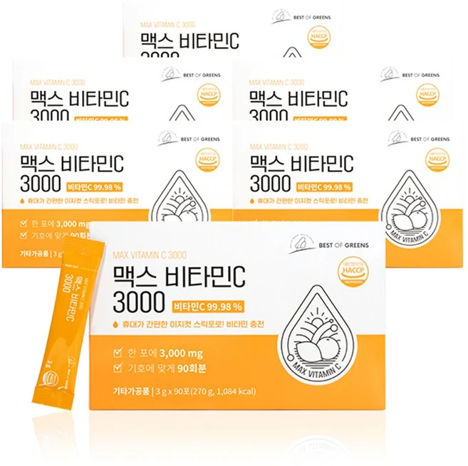 베스트오브그린 고함량 맥스 비타민C 3000, 270g, 6개