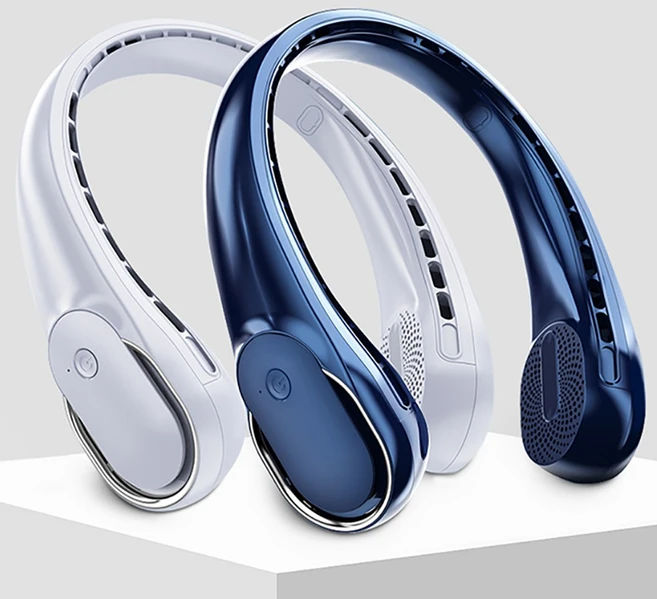 Hyades 휴대용 무선 넥밴드 선풍기 BLDC 대용량4000mAh-R51, 네이비