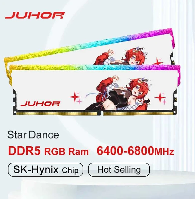 JUHOR DDR5 RGB 메모리 하이닉스 A 다이 칩 데스크탑 컴퓨터 램 16GB 6400MHz 6800MHz, 1) DDR5 16G1개 6400MHz, 1) DDR5 16G 6400MHz
