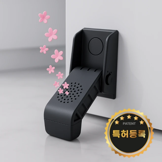 힙톡 도어스토퍼 현관문 스토퍼 현관 말발굽 무타공 자석 도어스토퍼, 1개, 블랙 (방향제미포함)