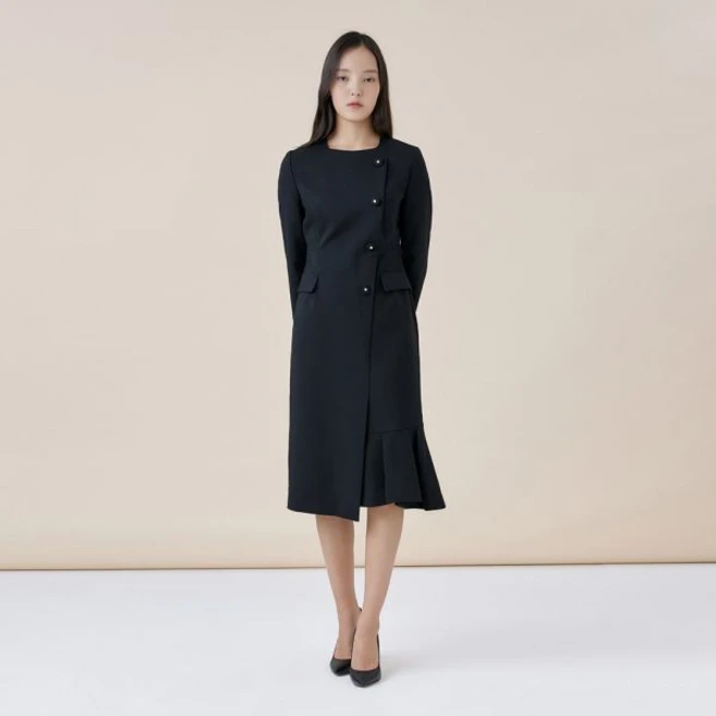 케네스레이디 릿키아 스퀘어넥 버튼다운 원피스 EWOPNK0900