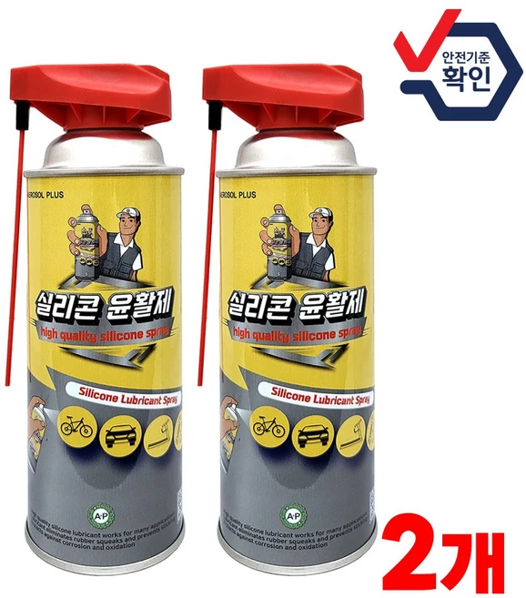 실리콘스프레이 실리콘루브리컨트 실리콘오일 고무윤활제 에어졸플러스 실리콘윤활제 SC-100, 2개, 420ml