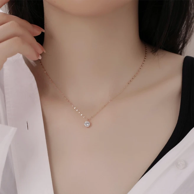 티모니 여성 14k GF 모이사나이트 목걸이 데일리 명품목걸이 체인목걸이 우정 패션