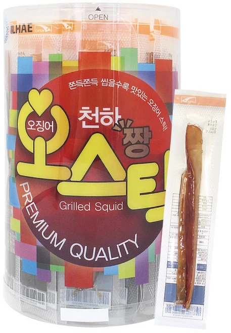 천하짱 오스틱 1통 10g*40개입 맛있는 간식 주전부리 오징어스틱 호야건어물, 10g, 40개