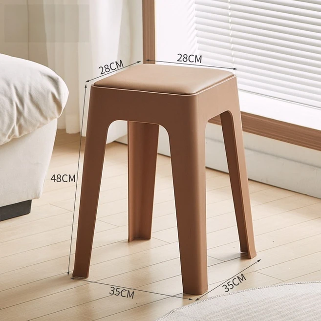 스툴의자 화장대의자 사각스툴 인테리어 간이 의자, 캐러멜브라운, 2개