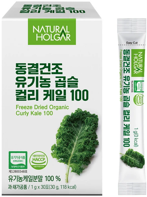 네츄럴올가 동결건조 유기농 곱슬 컬리 케일 100%, 30개, 1g