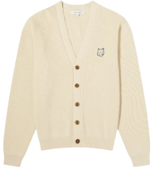 [공식정품] 메종키츠네 24FW 남성 가디건 볼드 폭스헤드 패치 컴포트 리브 카디건 페이퍼