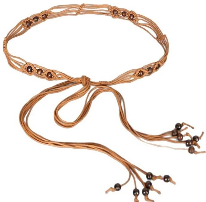 708090 원피스 조임 허리체인 손뜨개 벨트