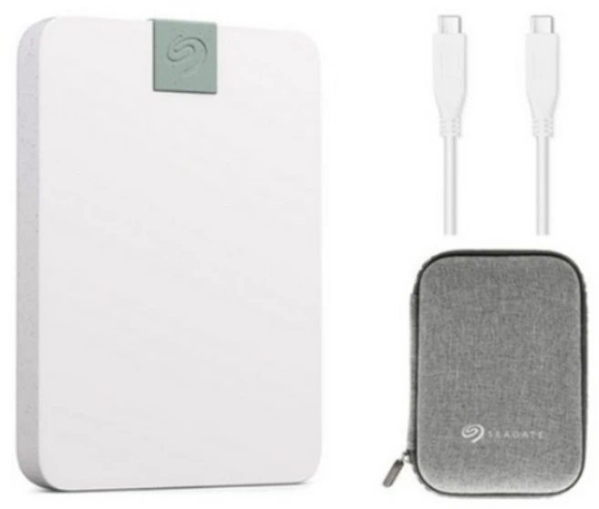 씨게이트 Ultra Touch USB-C 데이터복구 외장하드 STMA2000400, 2TB, 클라우드화이트(외장하드), 그레이(파우치)